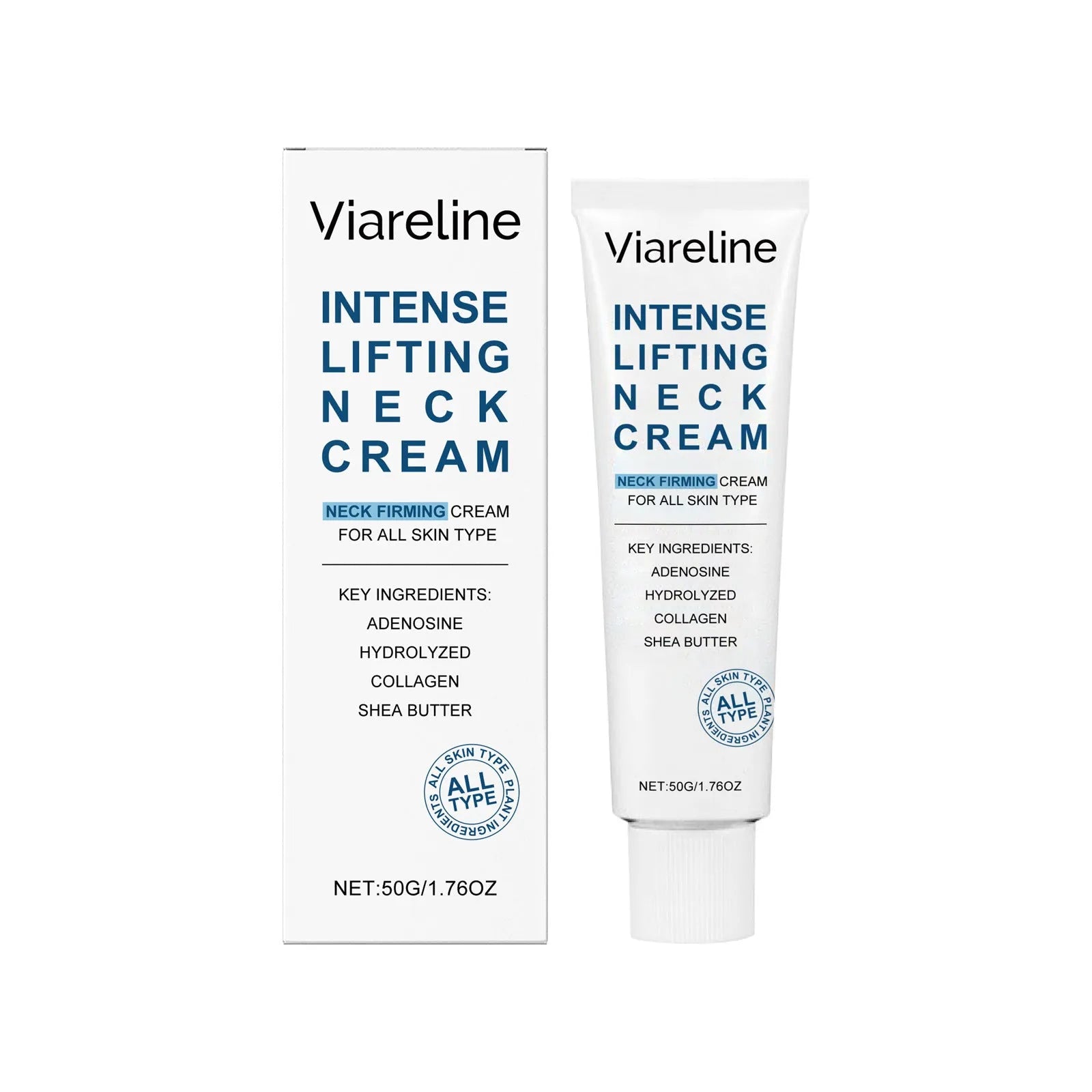 50g jar of lifting and tightening neck cream with hydrolysed collagen and sodium hyaluronate