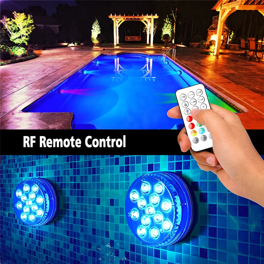 7cm diameter remote control colour changing diving light with IP68 waterproof rating for garden decoration