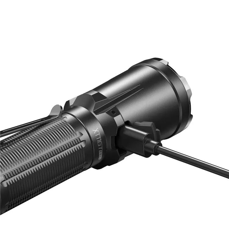 XT11GT PRO black aluminium alloy tactical flashlight with 3100mAh battery and accessories