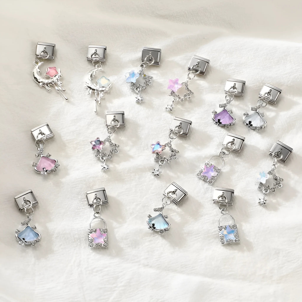 Small stainless steel electroplated pendant module 1x0.9cm charm bracelet accessory