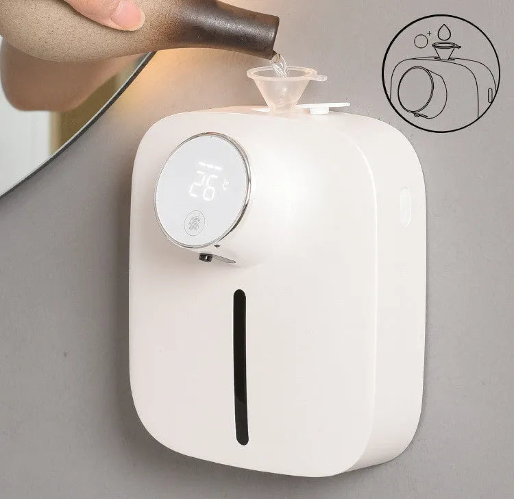Wall mounted smart sensor soap dispenser with 320mL tank, rechargeable battery, and induction operation