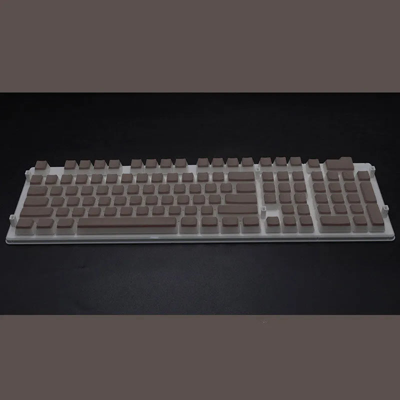 108 key double skin pudding cream PBT translucent mechanical keyboard keycap set showing RGB backlight enhancement