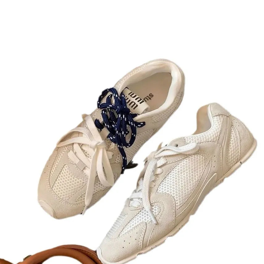 Women's retro German training style casual shoes in artificial PU with flat heel and round toe design