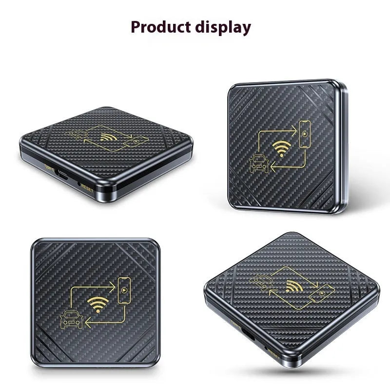 Wireless CarPlay and Android Auto smart box adapter in ABS plastic with USB connection