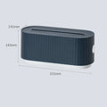 Blue HIPS power strip storage box with closed lid, dimensions 331x143x141mm