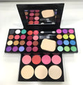 Three-layer makeup box set with 24-colour eyeshadow, 8-colour lipstick, 4-colour blush, 3 powder cakes, mirror and brushes
