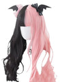 Black pink Harajuku Japanese Lolita wig with long curly hair and full fringe for cosplay