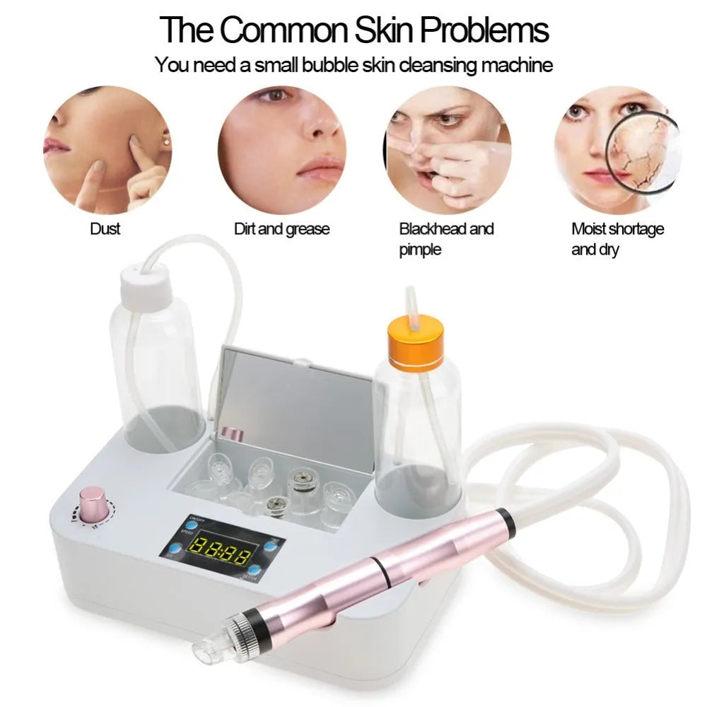 Portable oxygen spray hydro jet machine for facial blackhead removal skin rejuvenation 26cm with bottles and crystal heads