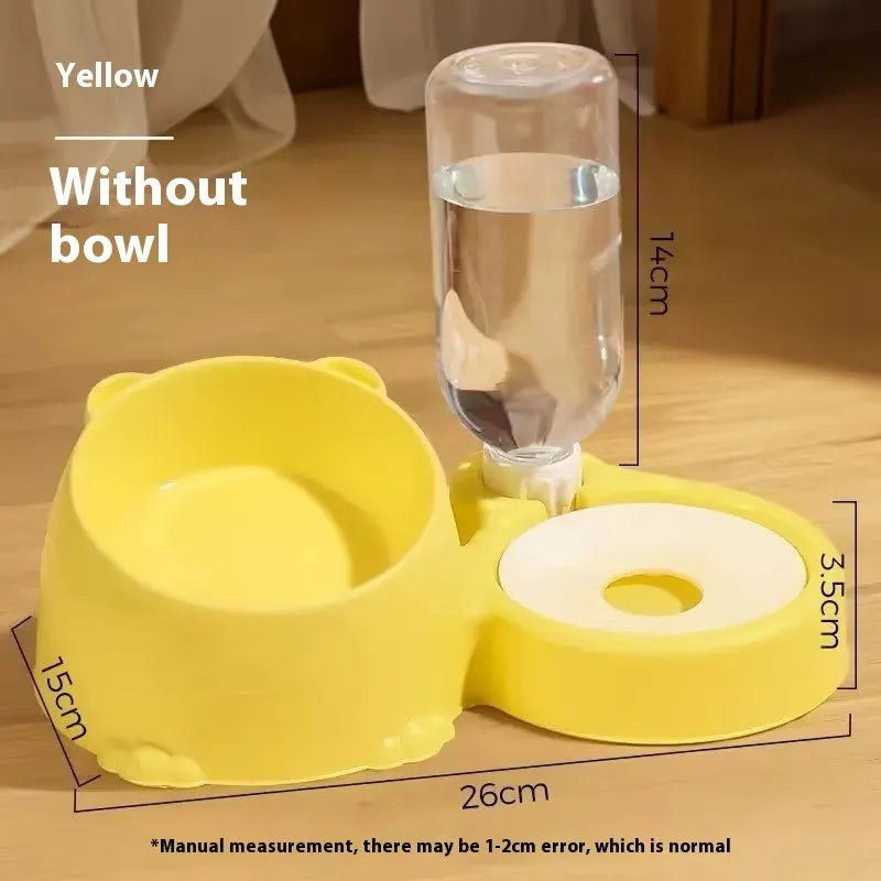 A plastic automatic drinking water basin for cats with two bowls, shown in haze blue colour.