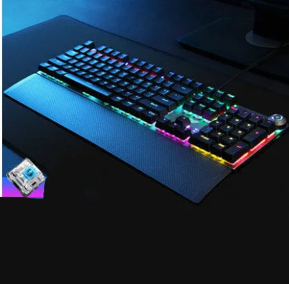 F2088 wired mechanical keyboard with 108 keys and hand rest in black colour