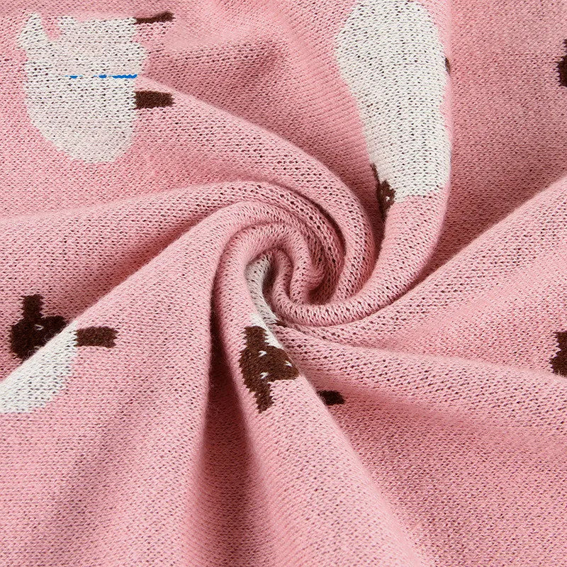 Grey and pink 100x80 cm baby sheepskin blanket and windproof cover made from 100% cotton