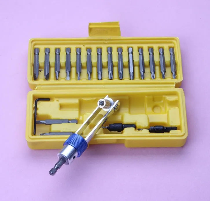 Half Time Drill driver with swivel head and set of 18 screwdriver and drill bits