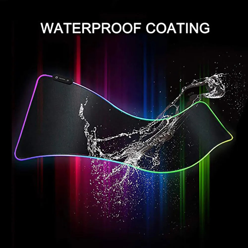 LED super large shiny mouse pad with 11 lighting modes, size 780x300x4mm, black surface with multi-colour backlight