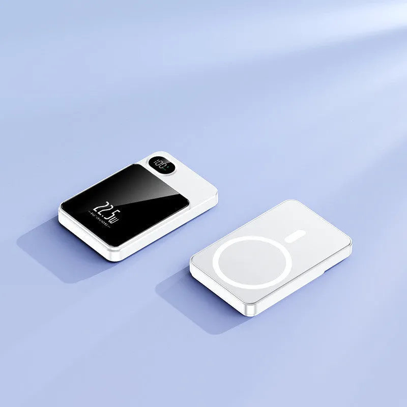 Super fast charge magnetic wireless power bank with alloy shell, 10000mAh, black colour, compact design