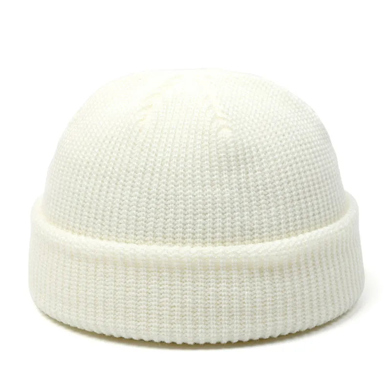 Knitted wool hat beanie in black, unisex winter cap for cold weather