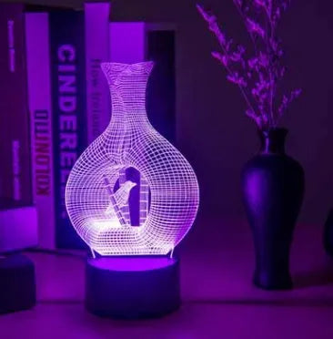 Creative 3D acrylic LED night light with ABS base showing multi-colour illumination