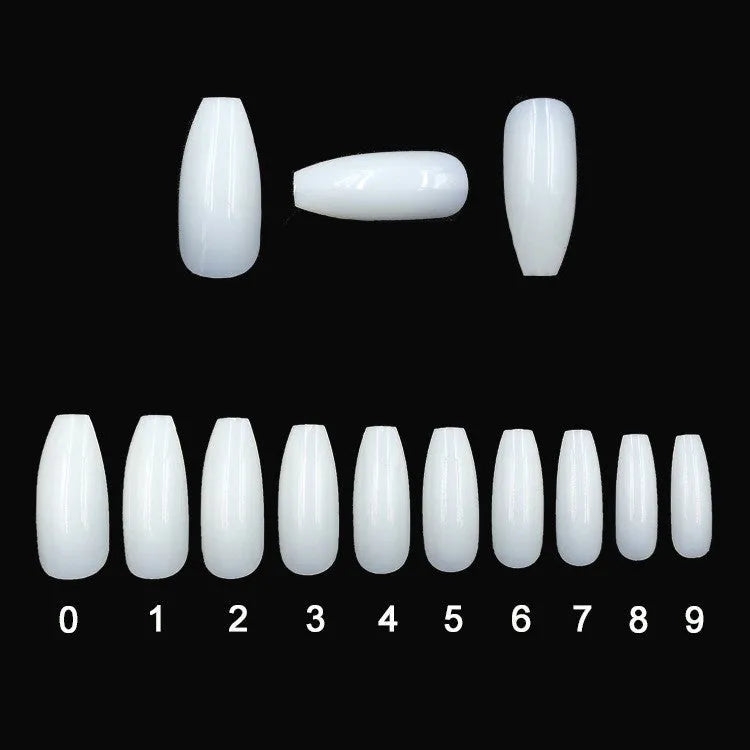 500 transparent natural ABS false nails in 10 sizes, clear and natural colour options, 50 pieces per bag