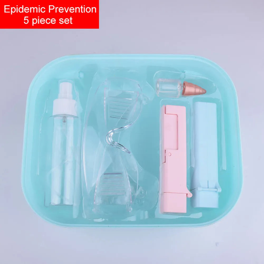 5-piece portable anti-epidemic door disinfection tool set with glasses, spray bottle, disinfectant container, storage box