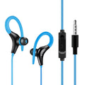 Wired earhook sport headphones with inline microphone and control button on a 1.2m cable.
