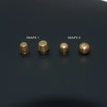 Brass decorative buckle foot nails in round and bucket styles measuring 10x6mm and 12x7mm
