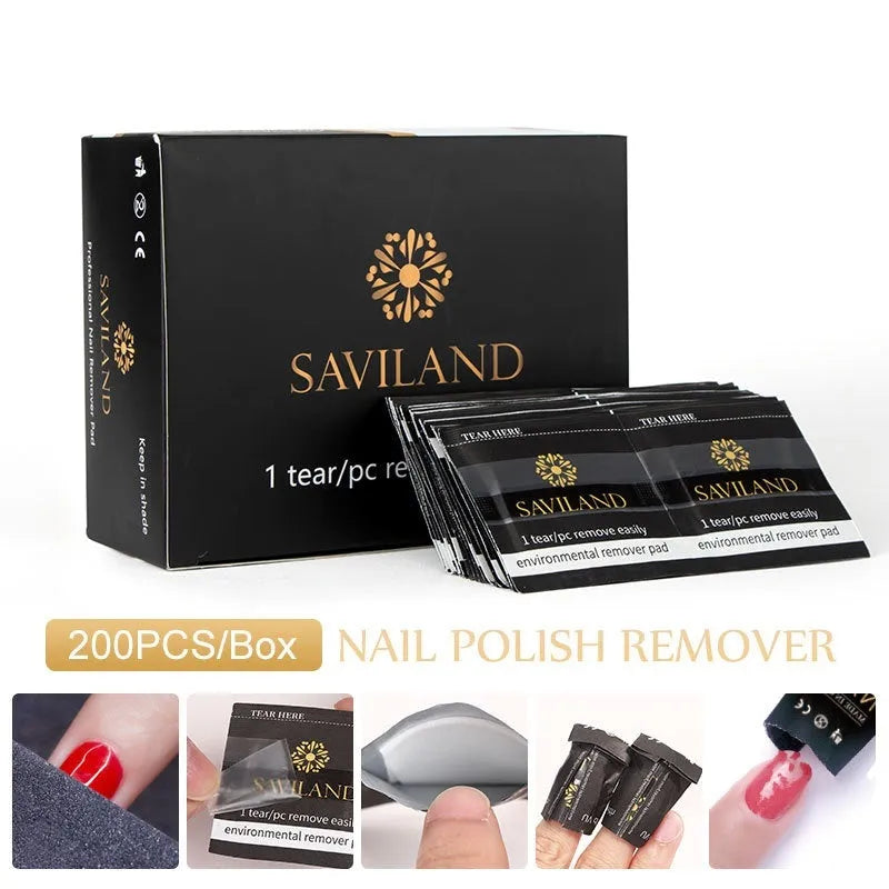 Black nail polish remover wraps, 200 PCS per box, self-contained cotton, 132mm x 53.5mm x 103mm box