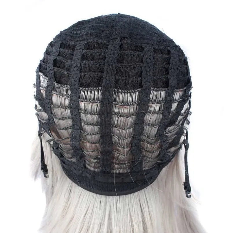 Ladies wig headgear in high temperature wire hair material, Ruili style, white colour option