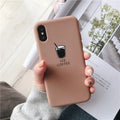 Soft matte silicone iPhone case showing ice coffee and french fries couple-themed designs.