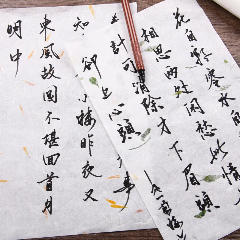 Chinese ancient style painting paper stationery set with 10 sheets in green leaf design
