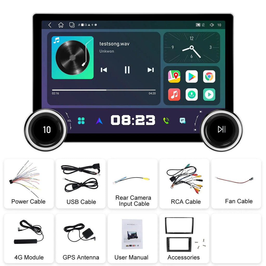 11.8-inch Android car multimedia player touchscreen with dual control knobs