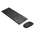 Wireless keyboard and mouse set in choice of colours with USB receiver on desk