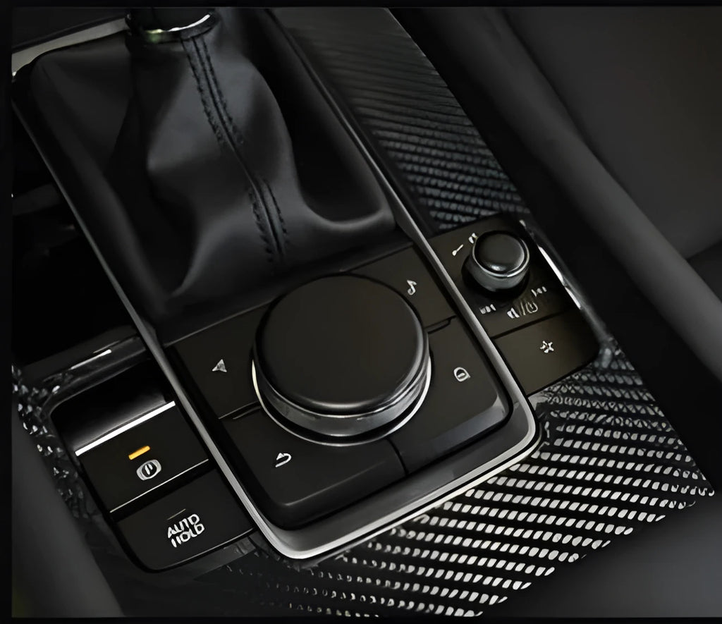 Real carbon fiber gear patch for car interior gear console in black weave finish