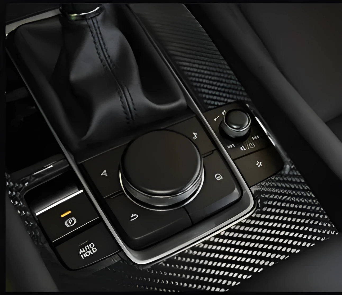 Real carbon fiber gear patch for car interior gear console in black weave finish
