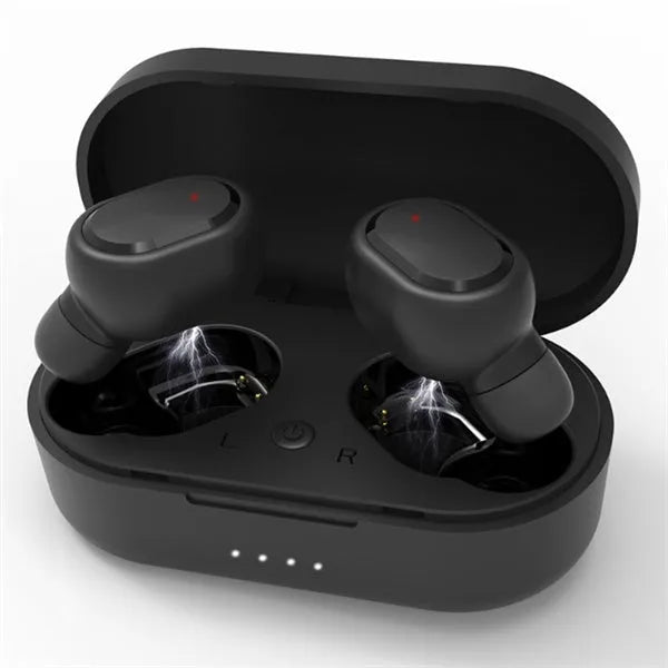 M1 wireless Bluetooth headset in black or white colours with bilateral earbud design