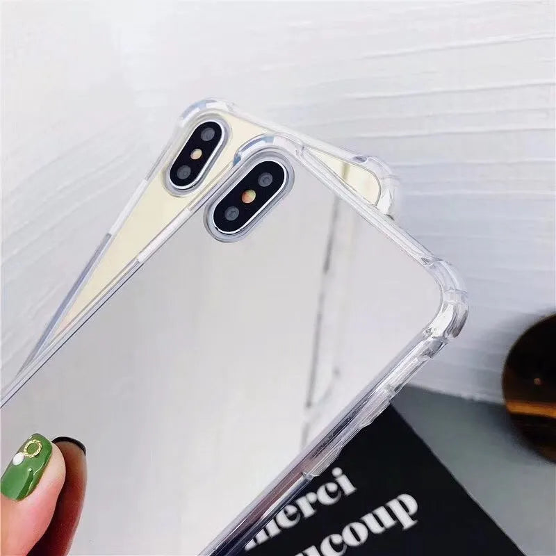Mirror TPU protective iPhone case shown in multiple colour options