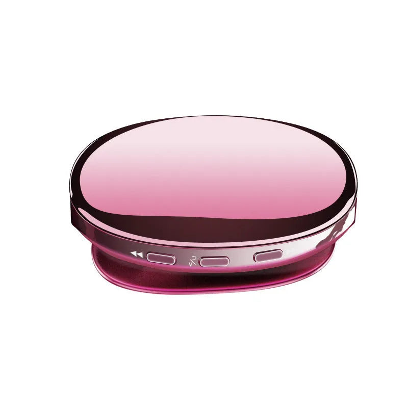 Blue Bluetooth MP4 music player with OLED screen showing track info, next to black and rose gold colour options.