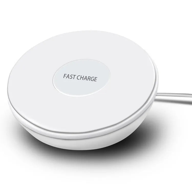 White wireless phone charger with digital clock display and control buttons