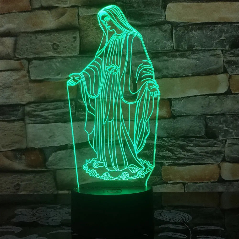3D LED night light showing colourful dual-ring pattern from laser-engraved acrylic on an ABS base.