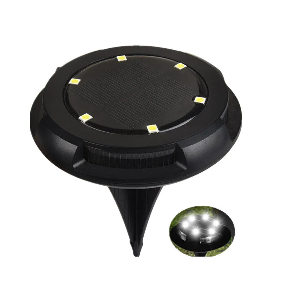 Black LED solar underground lawn light, 11 x 4 x 13cm, ABS and PP housing, with monocrystalline solar panel
