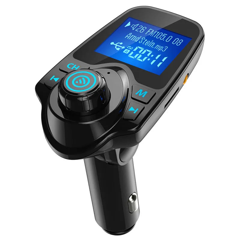 Black G7 Bluetooth car FM transmitter hands-free device with USB port and TF card slot
