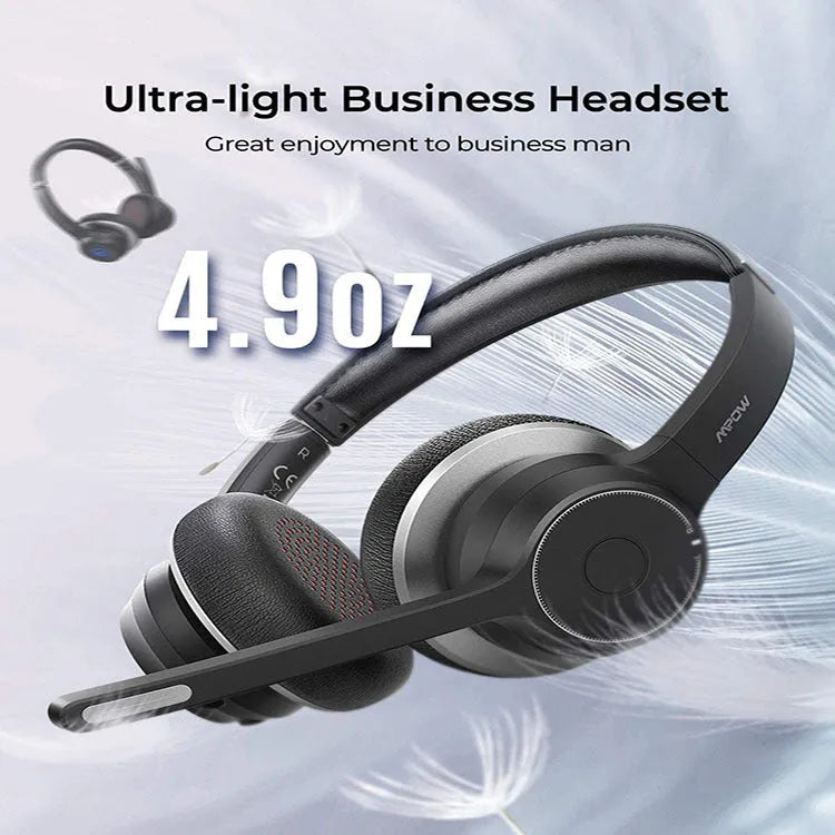 Black Bluetooth 5.0 noise reduction earphone head mounted with wireless stereo and call function