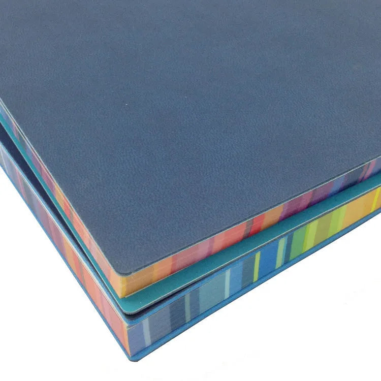 A5 leather notebook with rainbow side, lock line binding, and 96 sheets of Daolin paper