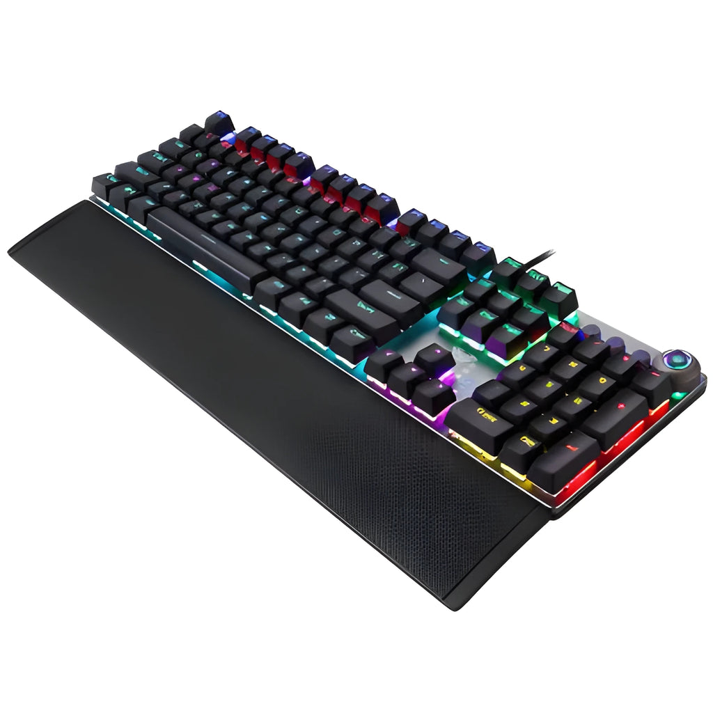 F2088 wired mechanical keyboard with 108 keys and hand rest in black colour