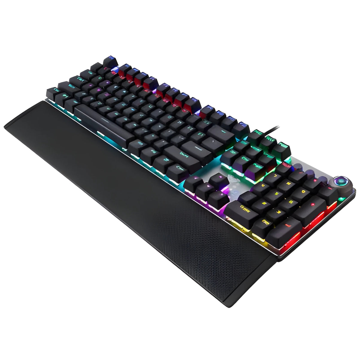F2088 wired mechanical keyboard with 108 keys and hand rest in black colour