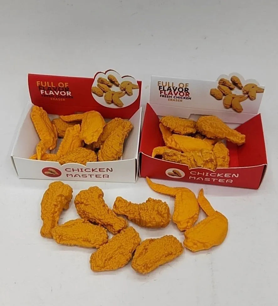 Creative simulation chicken wing drumstick eraser in roast wing colour, 4cm TPR novelty eraser for school supplies