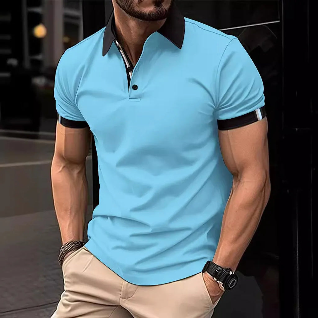 Men's casual slim-fit button shirt in plaid pattern, available in multiple colours, polyester fibre