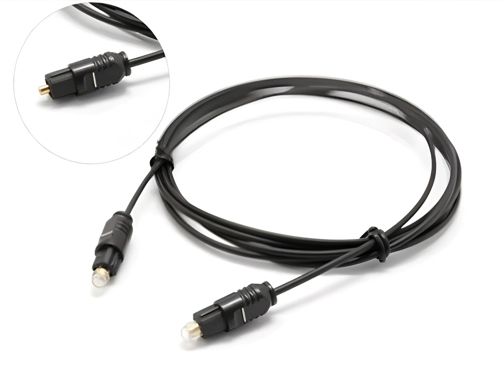 OD2.2 digital optical audio cable with TOSLINK connectors on a white background.