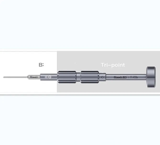 iPhone repair screwdriver with grenade-shaped aluminium handle and T2 cross triangle screw bit
