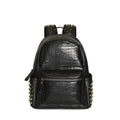 Black waterproof computer schoolbag with oil wax leather features and rivet detailing