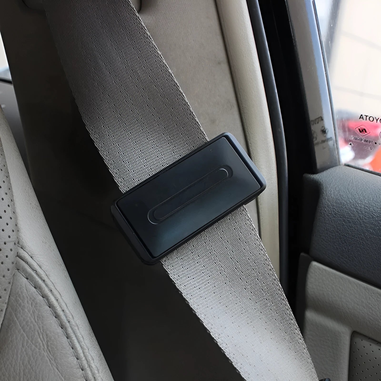 Car seat belt adjustment clip made from ABS material in black and silver finishes