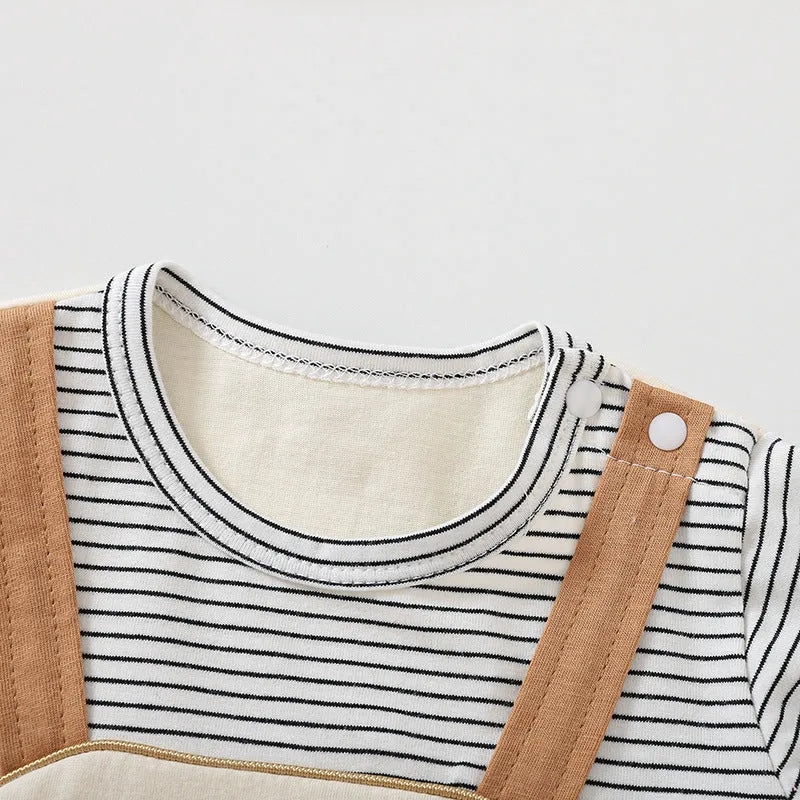 Cartoon bear print baby short sleeve romper in cotton pullover style, available in sizes 66cm to 90cm